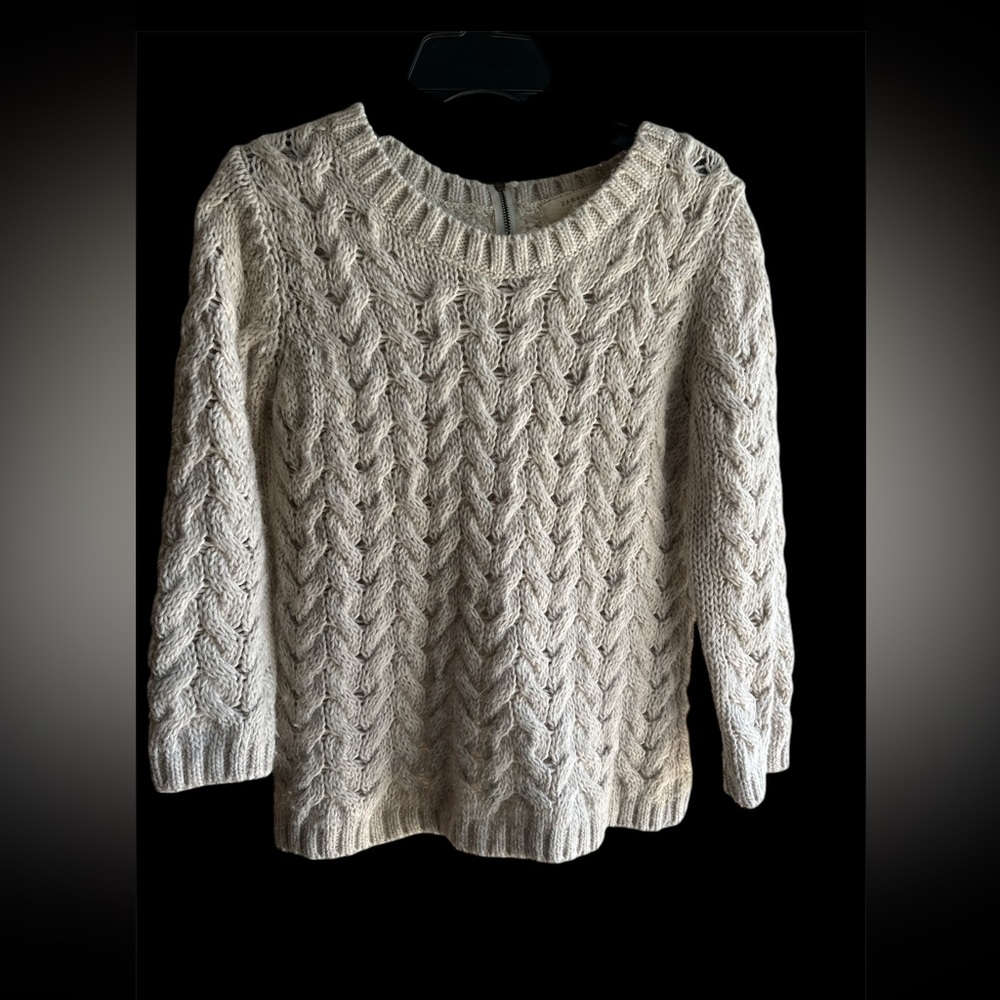 Zara Women's Cream Cable Knit Sweater Size Small